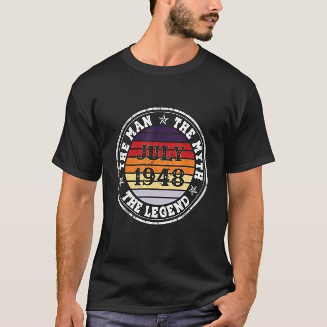 Camiseta Mens Man Myth Legend julho de 1948 75º aniversário (Frente)