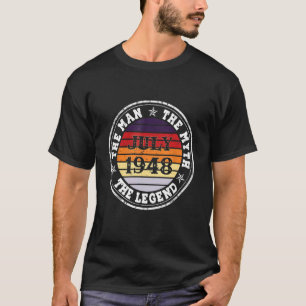 Camiseta Mens Man Myth Legend julho de 1948 75º aniversário