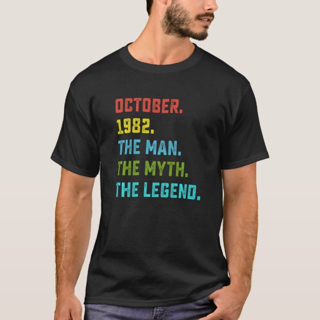 Camiseta Mens Man Myth Legend outubro de 1982 aniversário d (Frente)