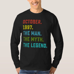 Camiseta Mens Man Myth Legend outubro de 1997 25 Aniversári
