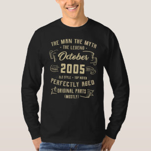 Camiseta Mens Man Myth Legend outubro de 2005 17º aniversár