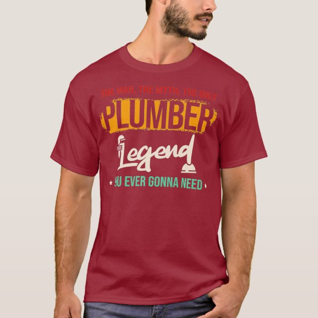 Camiseta Mens Man Myth Legend Plumber Tech Plumber (Frente)