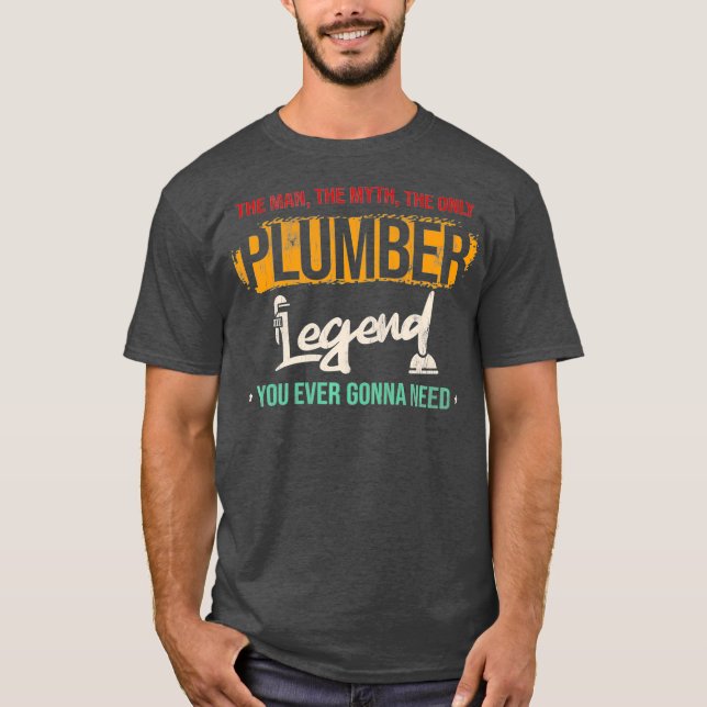 Camiseta Mens Man Myth Legend Plumber Tech Plumbing (Frente)