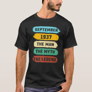Camiseta Mens Man Myth Legend September 1937 85th Birthday 