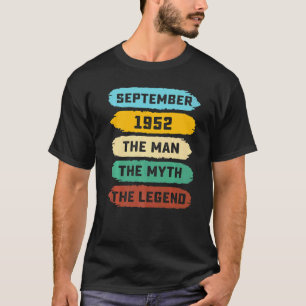 Camiseta Mens Man Myth Legend setembro de 1952 70 Aniversár