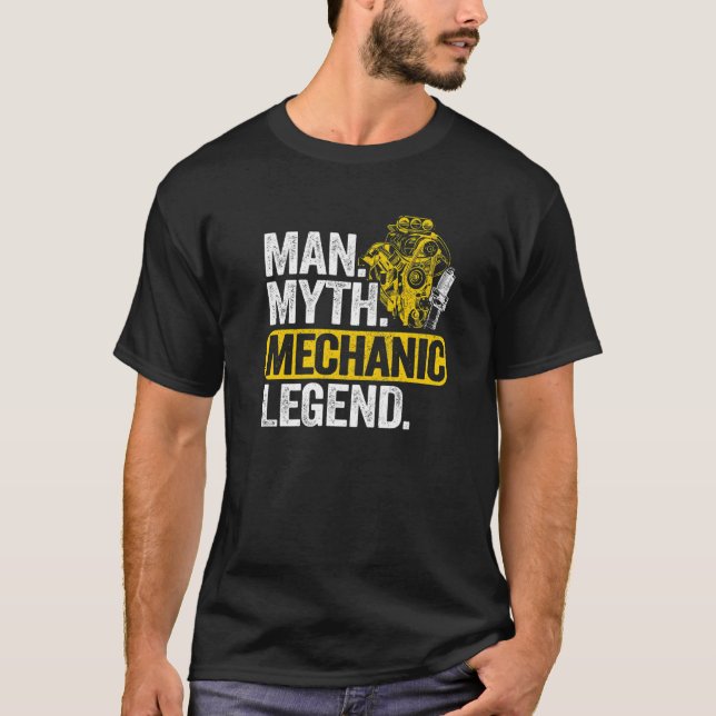 Camiseta Mens Man Myth Mechanic Legend Car Garage Pai M (Frente)