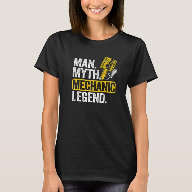 Camiseta Mens Man Myth Mechanic Legend Car Garage Pai M (Frente)
