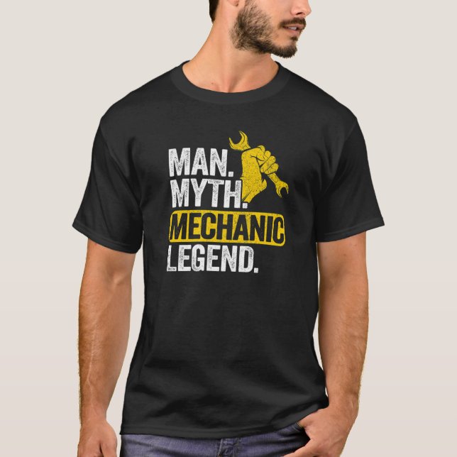 Camiseta Mens Man Myth Mechanic Legend Car Garage Pai M (Frente)