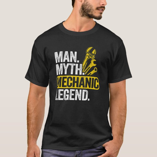 Camiseta Mens Man Myth Mechanic Legend Car Garage Pai M (Frente)