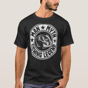Camiseta Mens Man Myth Pesca Legenda Pai Vovô Pescador