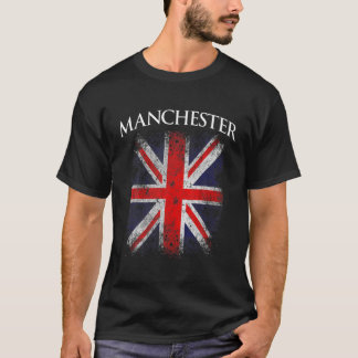 Camiseta Mens Manchester Vintage Retro British Flag Engraça