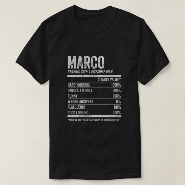 Camiseta Mens Marco Nutrition Nome Personalizado Shirt Engr (Frente do Design)