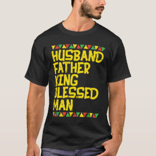 Camiseta Mens Marido Padre King Bendê Homem Kente Black A