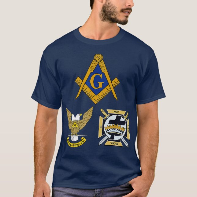 Camiseta Mens Mason Scottish York Rite Tee Masonic 32 (Frente)