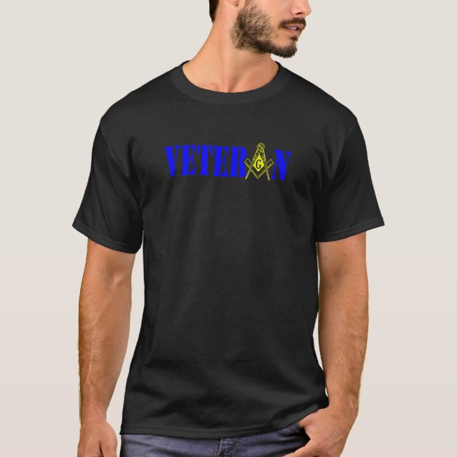 Camiseta Mens Masonic Military Veteran Mason Square and Com (Frente)