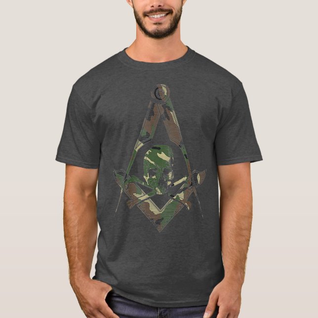 Camiseta Mens Masonic Square Compass Mestre Mason Camo (Frente)