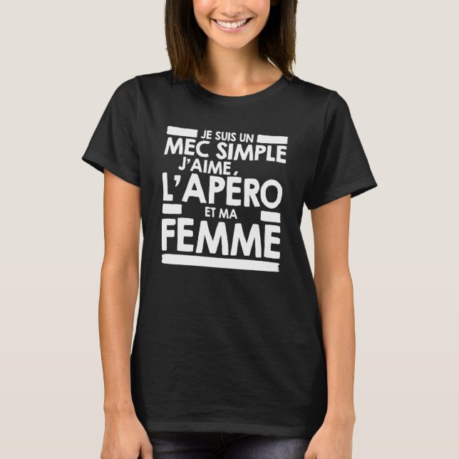 Camiseta Mens Mec Simple Mec J'aime L'Aperitif et Ma Wife G (Frente)