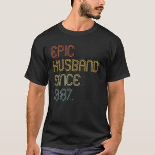 Camiseta Mens Melhor Marido Desde 1987 Epic 35º Casamento