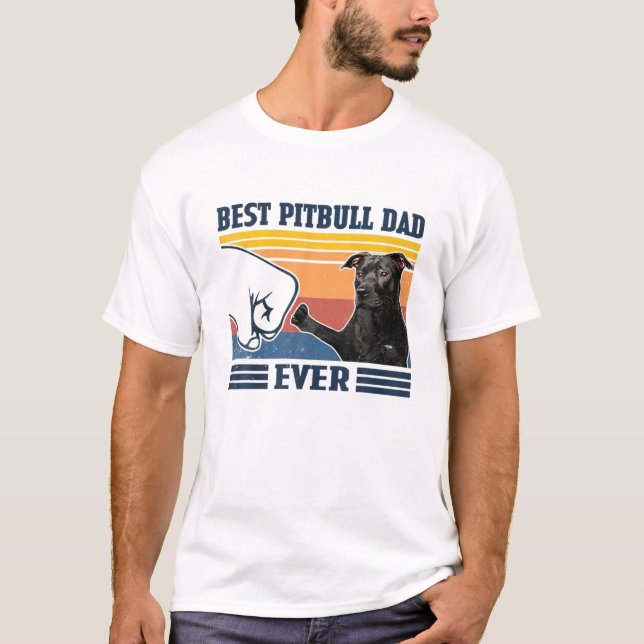 Camiseta Mens Melhor Pai Pitbull De Cachorro Engraçada Pai (Frente)