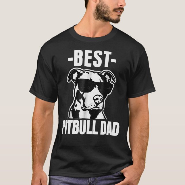 Camiseta Mens Melhor Pai Pitbull Engraçada Pit Touro Cachor (Frente)