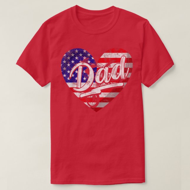 Camiseta Mens Men Patriotic American Flag Heart Motocross D (Frente do Design)