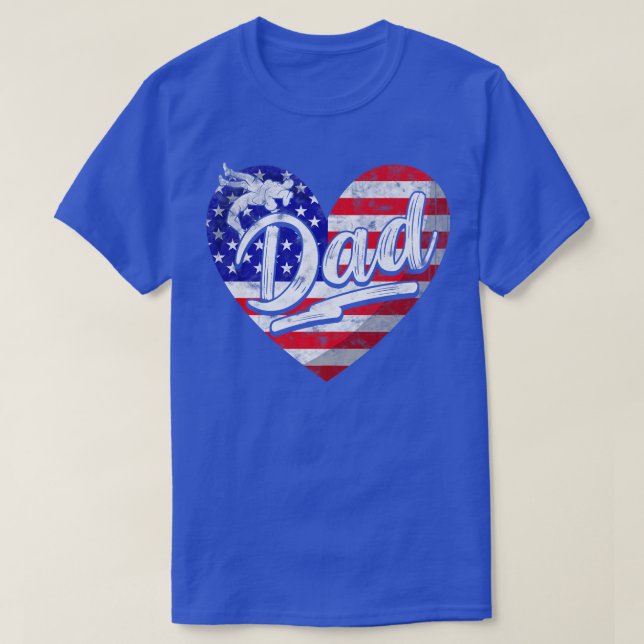 Camiseta Mens Men Patriótica American Flag Heart Luta D (Frente do Design)
