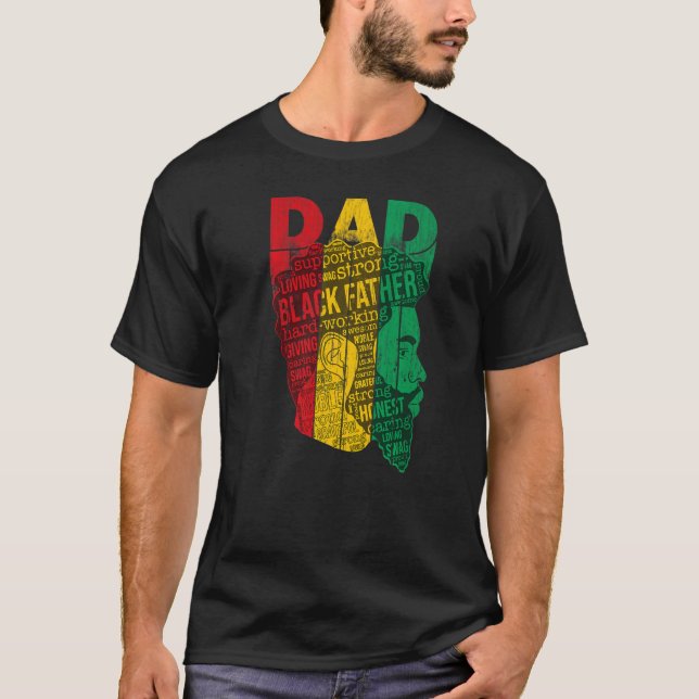 Camiseta Mens Mens Forte Pai Negro Rei Africano (Frente)