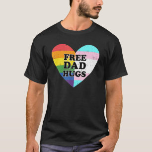 Camiseta Mens Mens Free Dad Hugs With Rainbow And Transgend