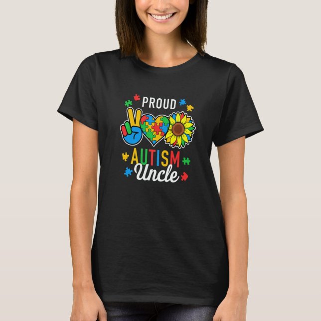 Camiseta Mens Mens I'm A Proud Autism Uncle Autism Awarenes (Frente)