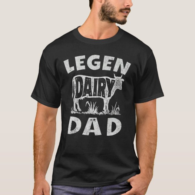 Camiseta Mens Mens Legen Dairy Dad Cow Farmer Farming (Frente)