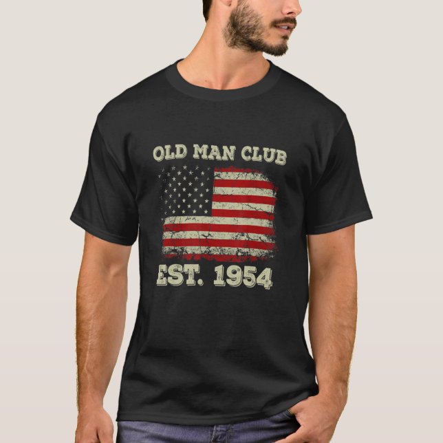 Camiseta Mens Mens Old Man Club Estabelecido Em 1954 (Frente)