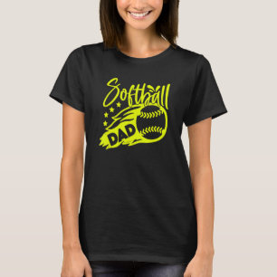 Camiseta Mens Mens Pai Softball Estilizado Bola Flaming
