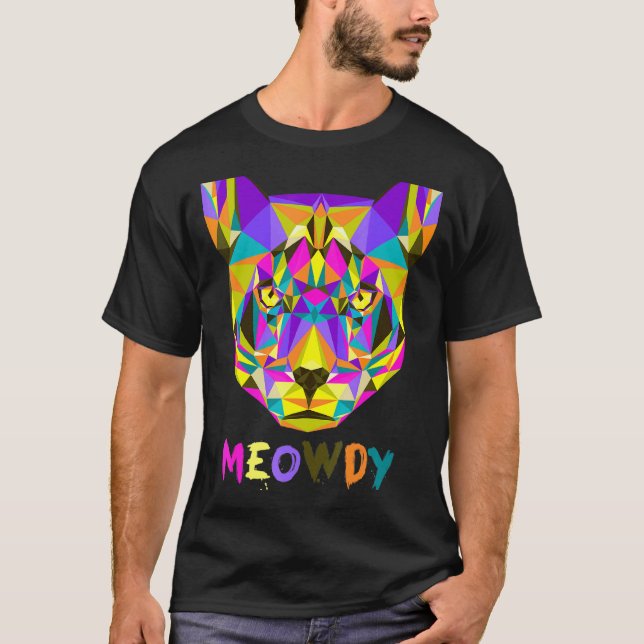 Camiseta Mens Meowdy Howdy Cat Meman Texan (Frente)
