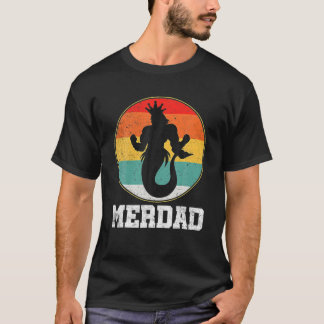 Camiseta Mens Merdad Pai Merman Underwater Sea Retro Suns