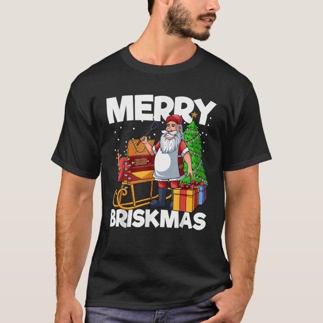 Camiseta Mens Merry Briskmas Christmas July Santa Brisket S (Frente)
