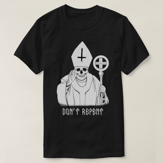 Camiseta Mens Metal Não se Repente com Mau Pope (Frente do Design)