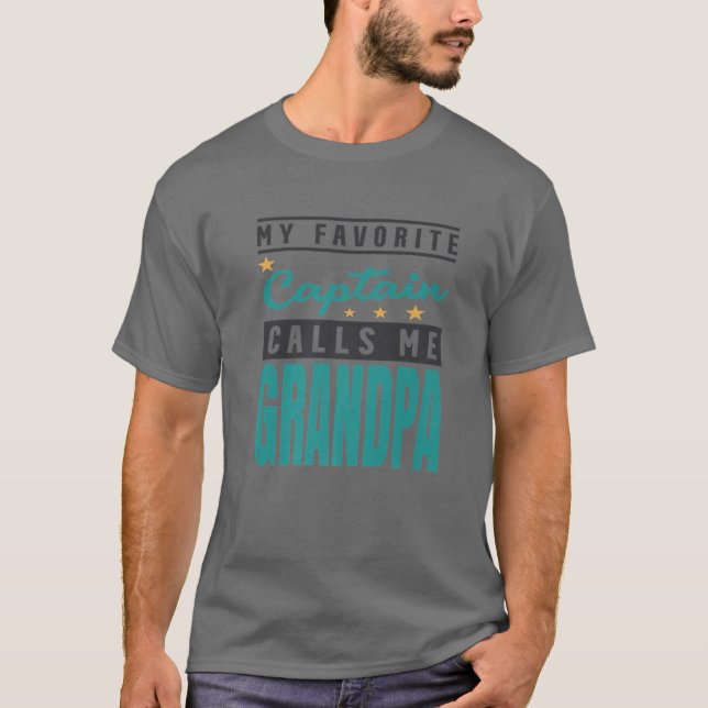 Camiseta Mens Meu Capitão Favorito Me Chama Avô, Capitão (Frente)