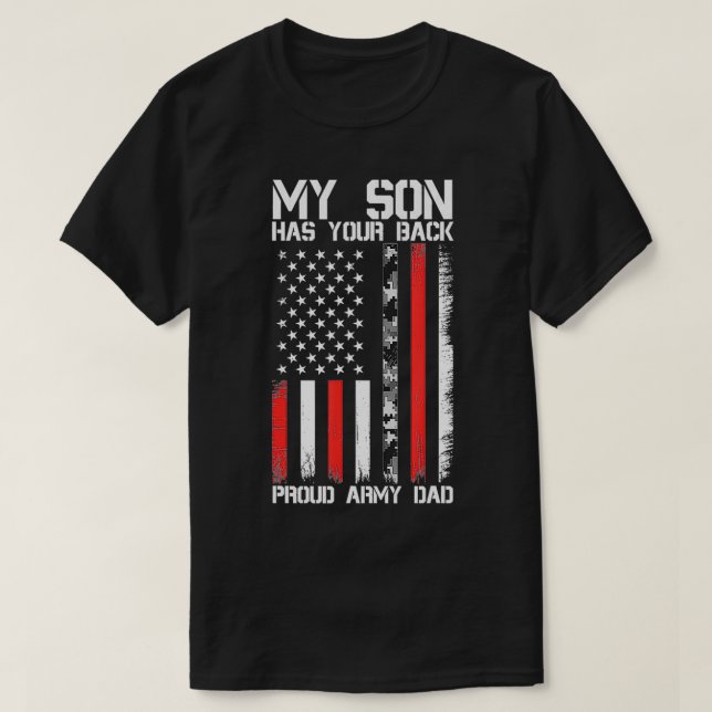 Camiseta Mens Meu Filho Tem O Seu Pai Militar Do Exército. (Frente do Design)