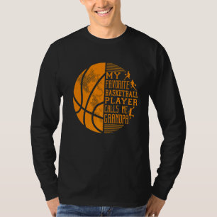 Camiseta Mens Meu Jogador De Basquete Favorito Me Chama Vov