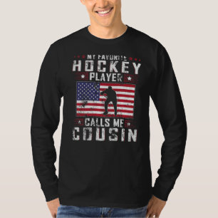 Camiseta Mens Meu Jogador De Hóquei Favorito Me Chama De Go