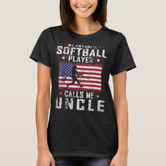 Camiseta Mens Meu Jogador De Softball Favorito Me Chama De