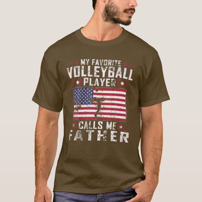 Camiseta Mens Meu Jogador De Voleibol Favorito Me Chama Pai (Frente)