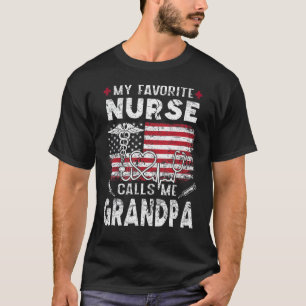 Camiseta Mens Minha Enfermeira Favorita Me Chama De Avô Pai
