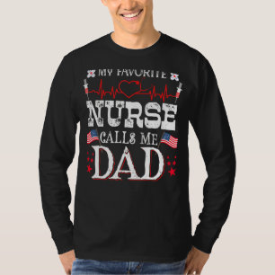 Camiseta Mens Minha Enfermeira Favorita Me Chama Pai Dia de
