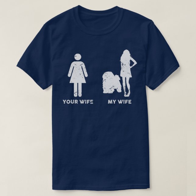 Camiseta Mens Minha Lhasa Apso Seu Presente De Esposa  (Frente do Design)
