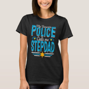 Camiseta Mens Minha Polícia Favorita Me Chama de Stepdad Pa