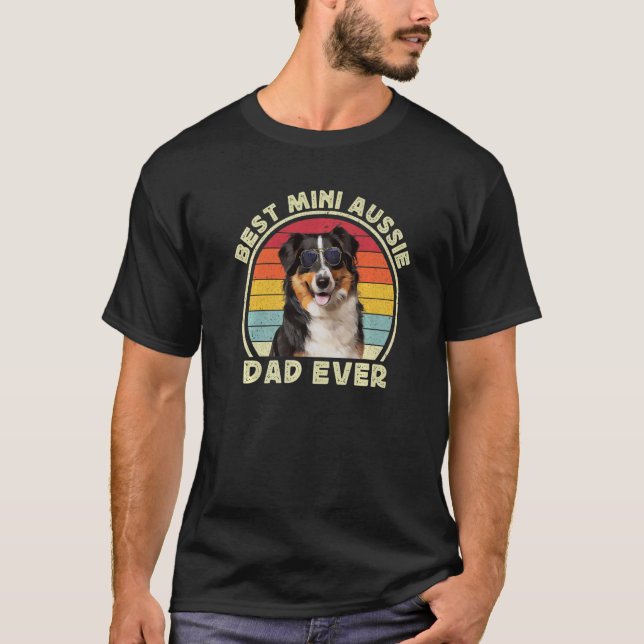 Camiseta Mens Mini Miniatura - Pai australiano Aussie Sheph (Frente)