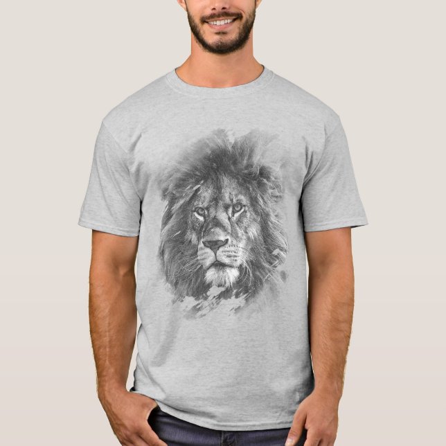 Camiseta Mens Moderno T Shirt Modelo Lion Face Pop (Frente)