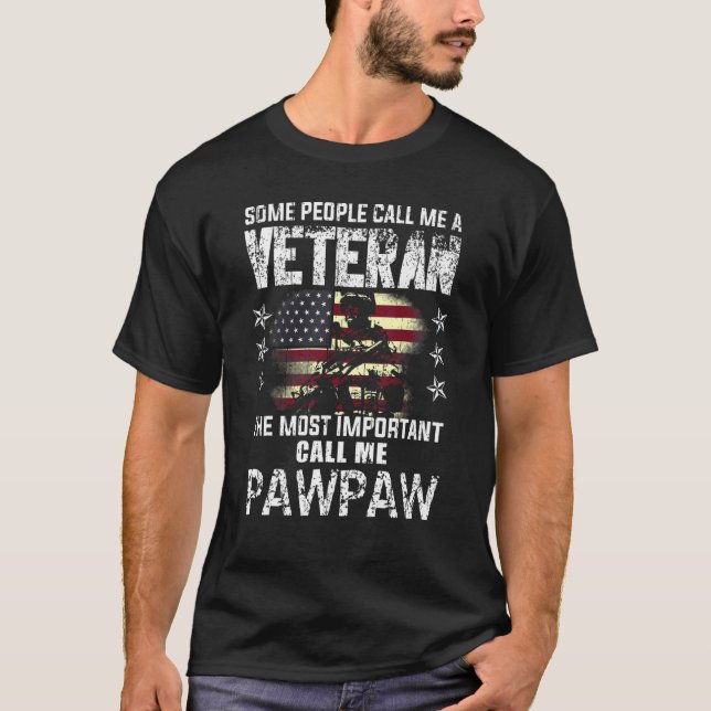 Camiseta Mens Most Important Call Pawpaw American Proud Vet (Frente)