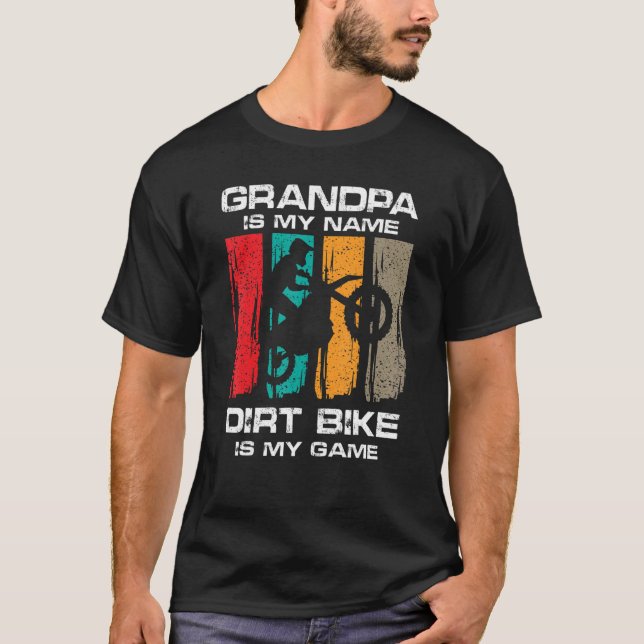 Camiseta Mens Motocross Avô É Meu Nome Dirt Bike É Meu (Frente)